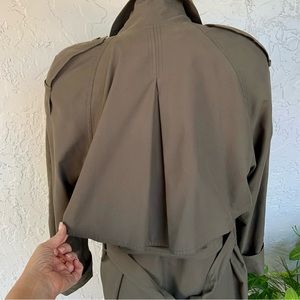 Vintage Classic Trench Coat, Caped, Taupe-Olive, No-Wrinkle, Zip Out Warm Lining